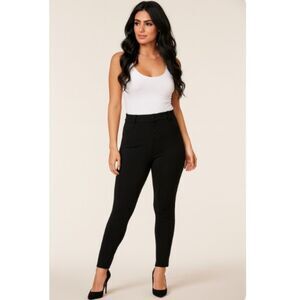 Indies Pantalon Trousers NWT Black Button Front Pants Retail $199 Size 42/L